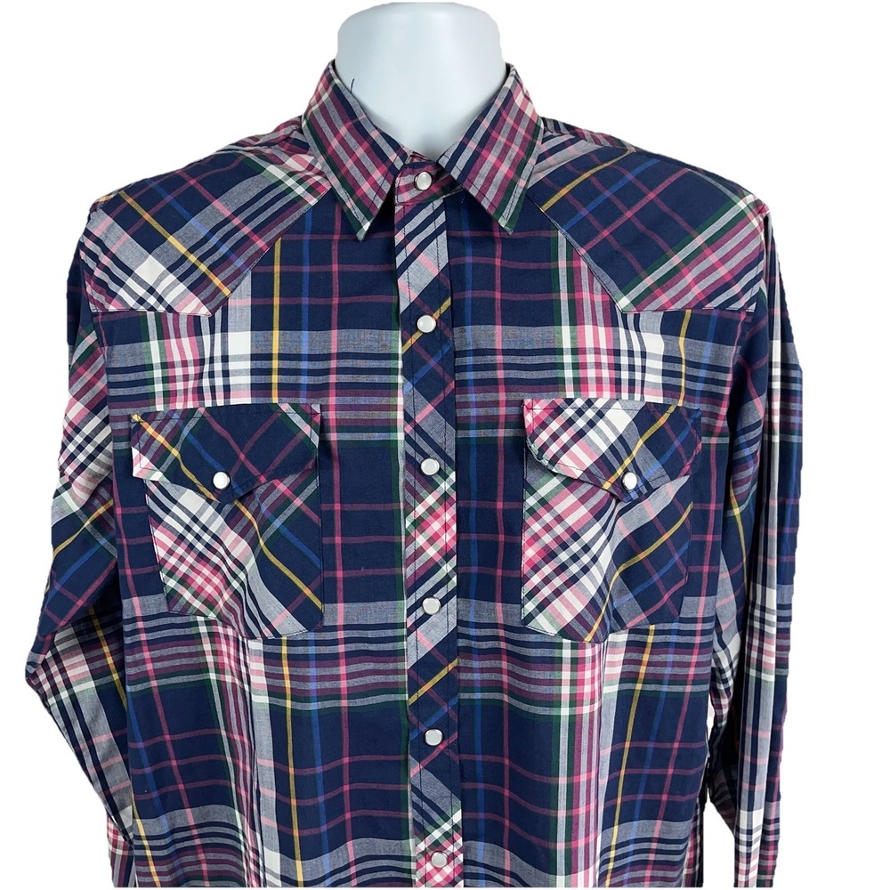 Vintage Saddlebrook Western Wear Men's Large Striped Pearl Snap L/S Shirt